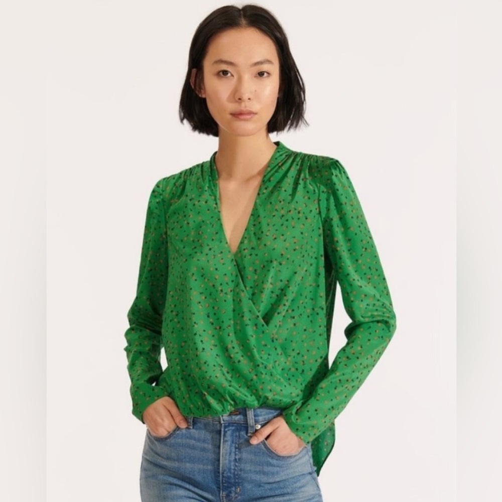 Veronica Beard Saanvi Floral Green Blouse 8